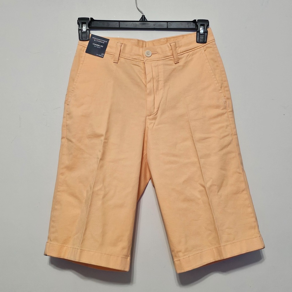 Mens Shorts 28 X 13 Orange Classic Fit Flat Front Cotton Blend Stretch 1002